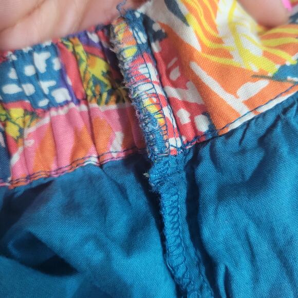 Cynthia Rowley Wrap Skirt Colorful Blue Tropical Foliage Leaf Print Sarong Large - Picture 12 of 16